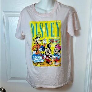 Disney Light Pink T Shirt Best Friend Issue Mickey Minnie Donald Goofy Pluto M